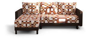 Rohová sedacia súprava Glimmer L (tmavohnedá + viacfarebné) (L)