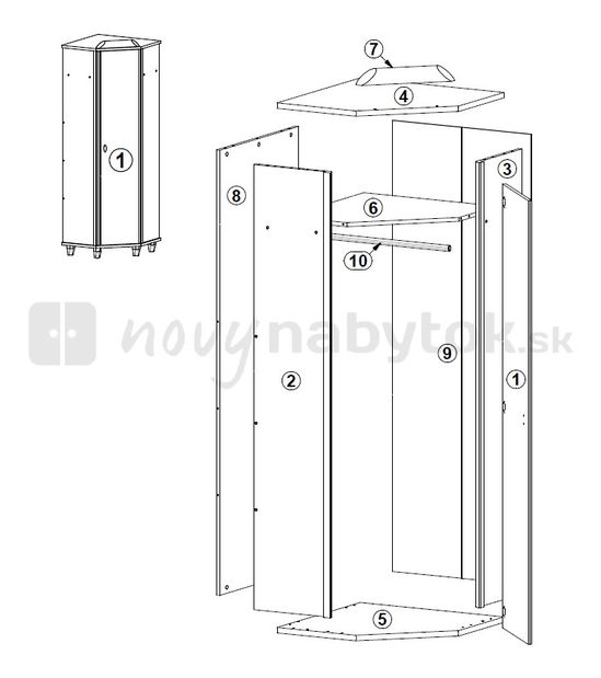 Rohová šatníková skriňa BRW MALGOSKA R 20/7