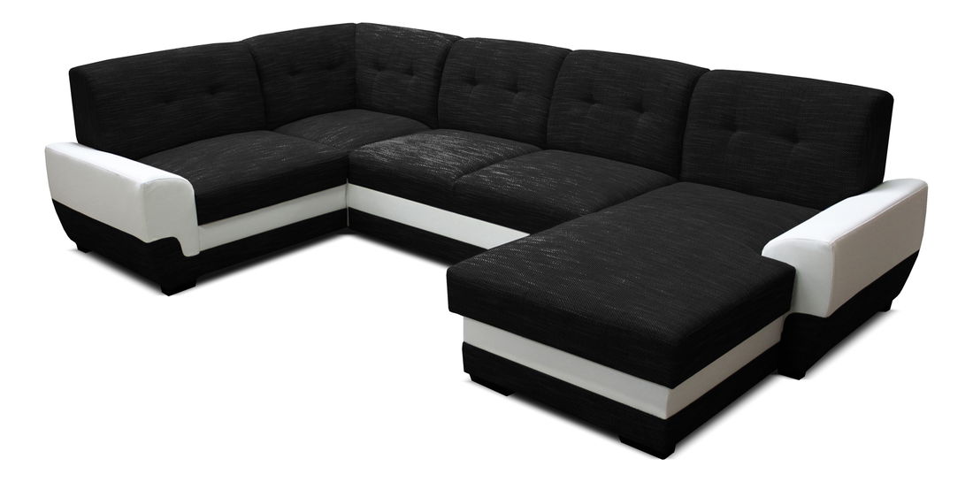Rohová sedačka U Simona 1+A+2+L (čierna + biela) (P)