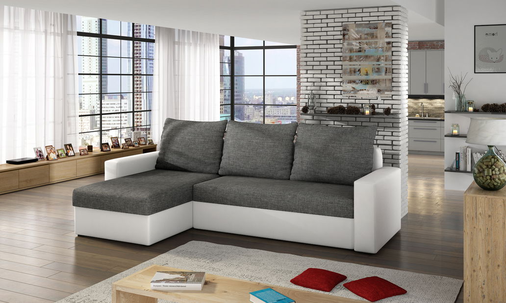 Rohová sedačka Levenne (sivá + biela)