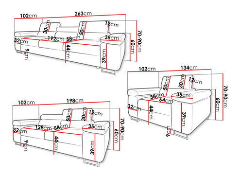 Garnitura za sjedenje 3+2+1 Terazuro 3+2+1 (krem) 