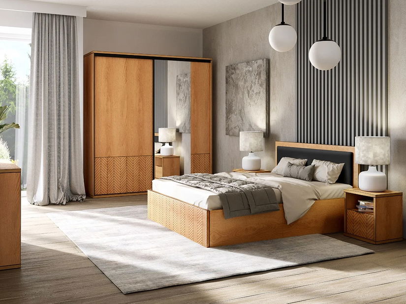 Bračni krevet 160 cm Figaro 12 (s podnicom) (hrast karamel)