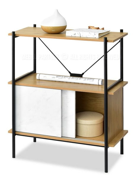 Regál Almasa A2 (biely mramor + čierna)