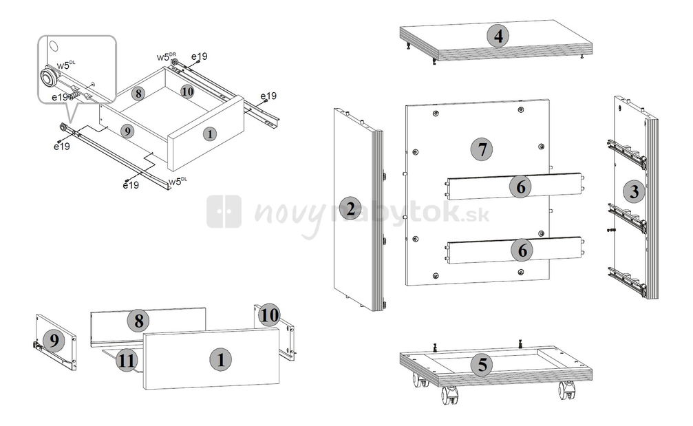 Komoda BRW DOORS HKOM3S 7/5 