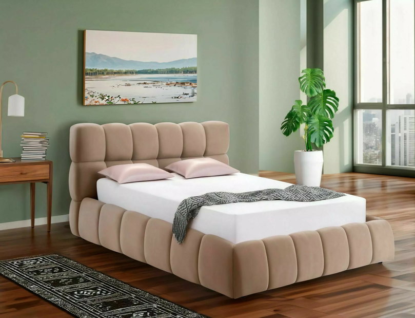 Manželská posteľ 160 cm Pommir (tmavobéžová)