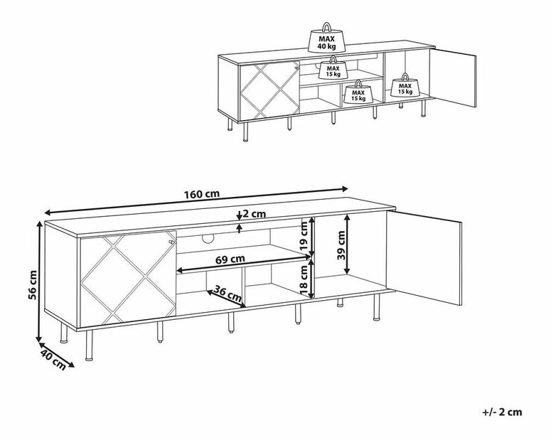 TV asztal/szekrény Palza (világos fa)