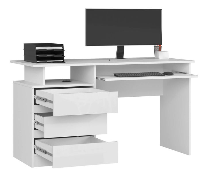 PC stolík Bronte (biela + lesk biely)