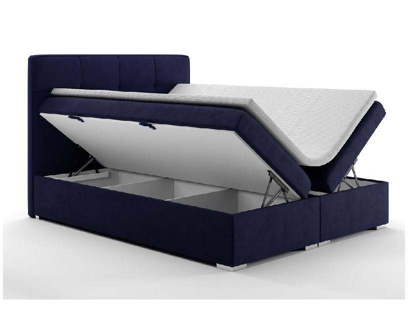Manželská posteľ Boxspring 180 cm Loty (tmavomodrá) (s úložným priestorom)