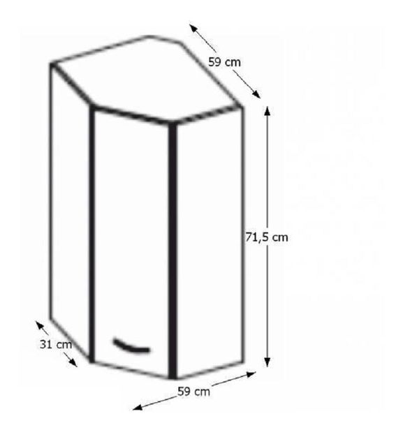 Gornji kuhinjski ormarić, kutni Pleitton 60/60 N G 72 