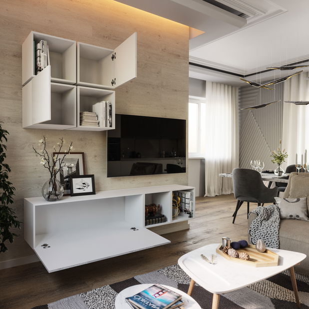 Mobilier living Berny 43 (alb + alb lucios)