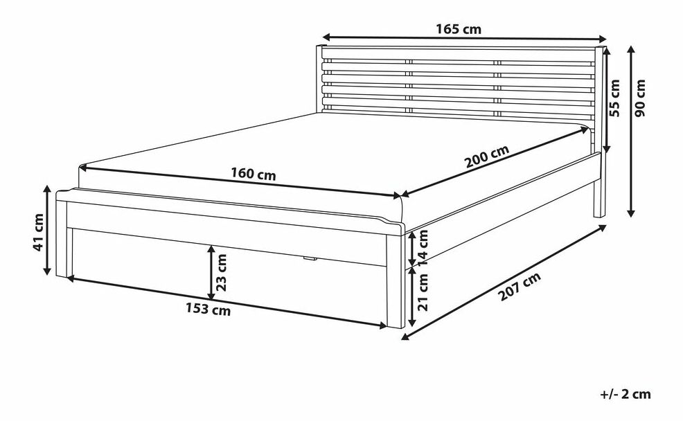Franciaágy 160 cm CAROC (barna)
