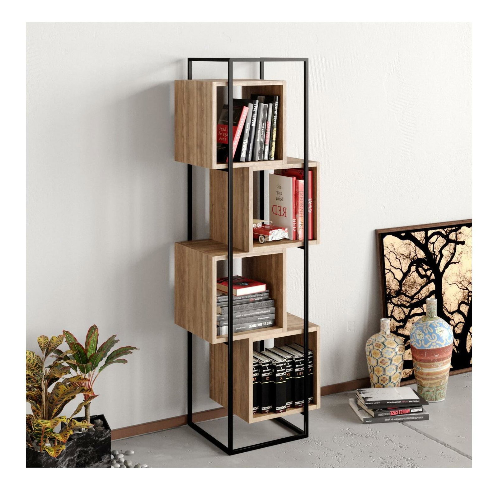 Regál Prakta (dió + fekete)