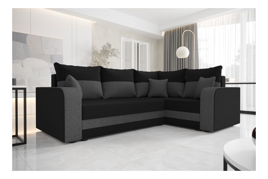 Rohová sedacia súprava Harmony Plus (čierna + sivá) (P)
