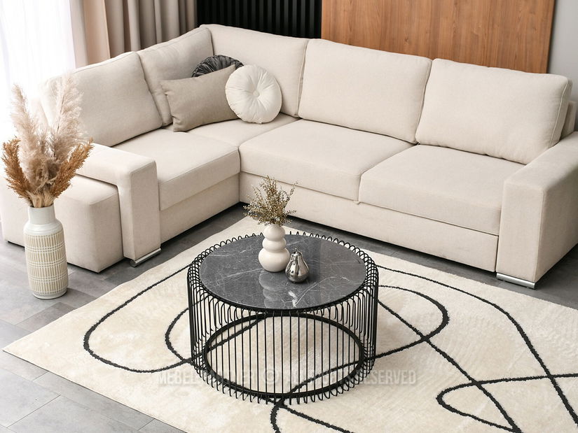 Măsuță de cafea Nils Xl (marmură gri + negru)