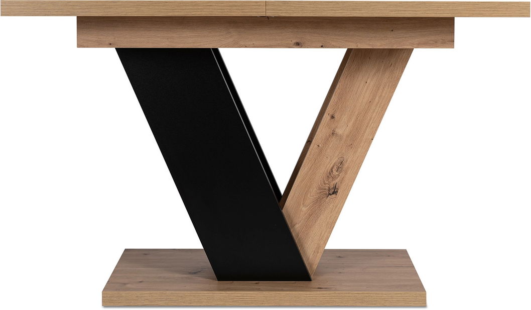 Masă sufragerie extensibilă Comentado (stejar artisan + negru) (pentru 4-6 persoane)