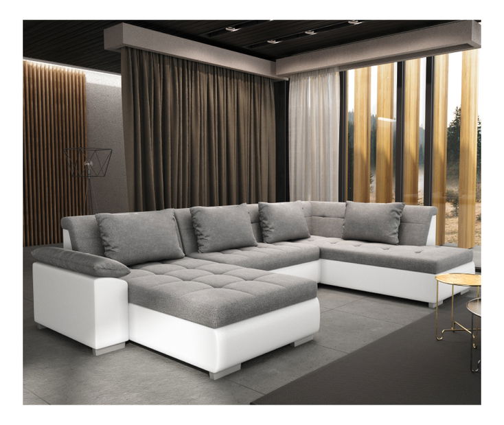 Rohová sedačka U Lenona (biela + svetlosivá) (P)