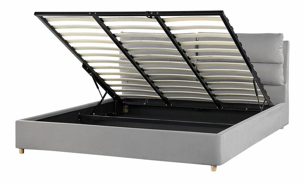 Manželská posteľ 180 cm Batil (sivá) (s roštom) (s úl. priestorom)