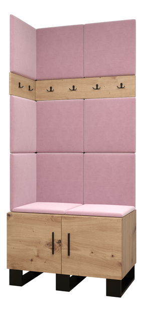 Előszobabútor Amanda 11 (artisan tölgy + rózsaszín)