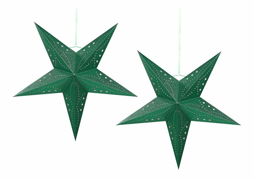 Set 2 viseće zvijezde 60 cm Monti (svjetlucava zelena)