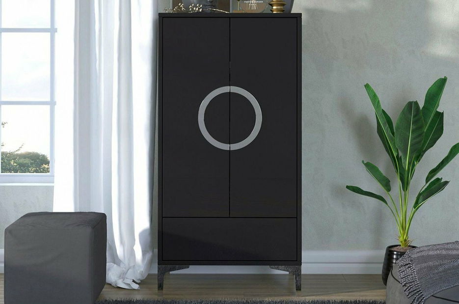 Komoda Evenna (visoki crni sjaj) (visoka)