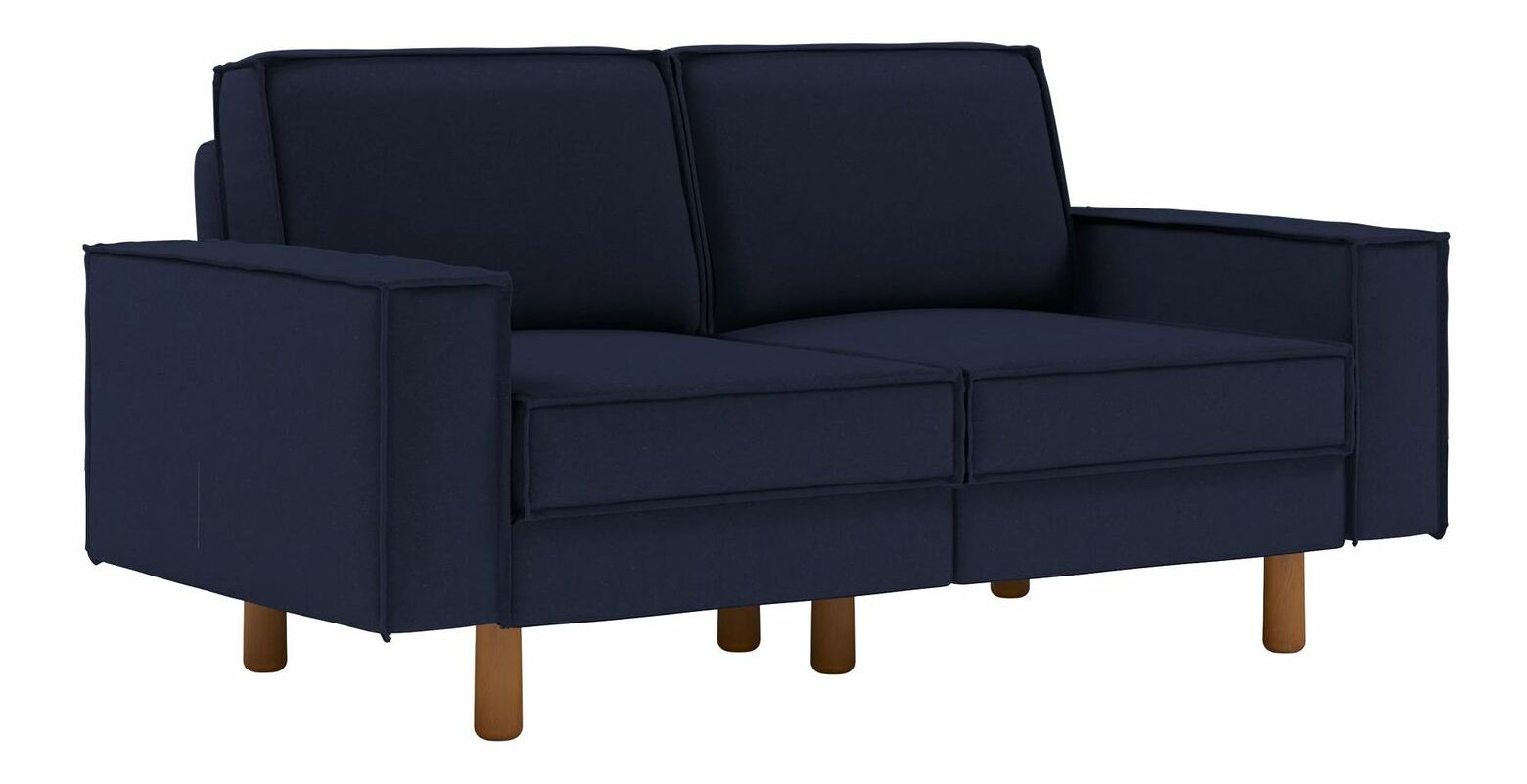 Pohovka dvojsedačka Spary 2 (tmavomodrá + orech)
