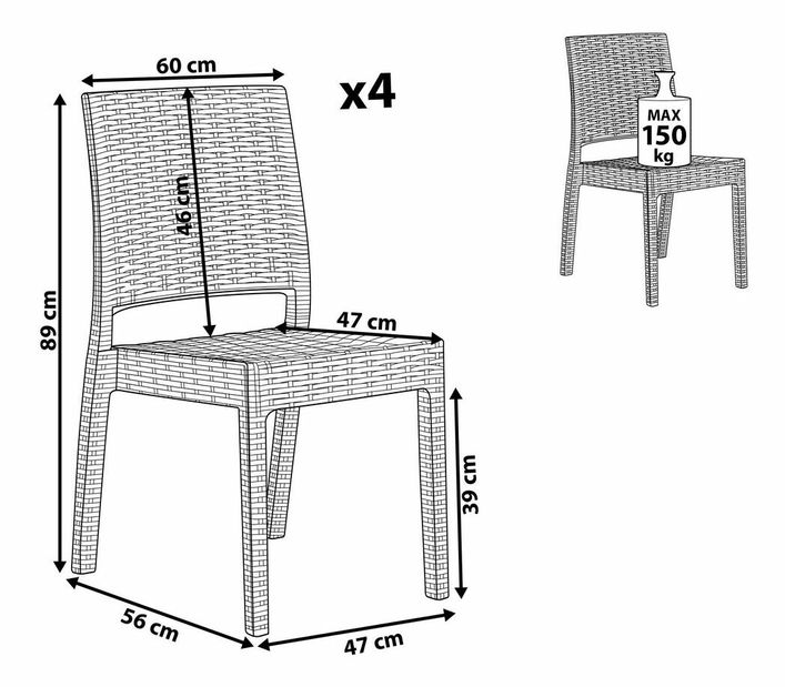 Set 4ks. stoličiek Fossil (svetlosivá)