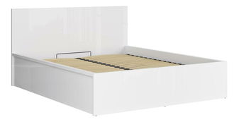 Bračni krevet 160 cm Tetrix 11 (bijeli sjaj) (s podnicom) (s prostorom za odlaganje)