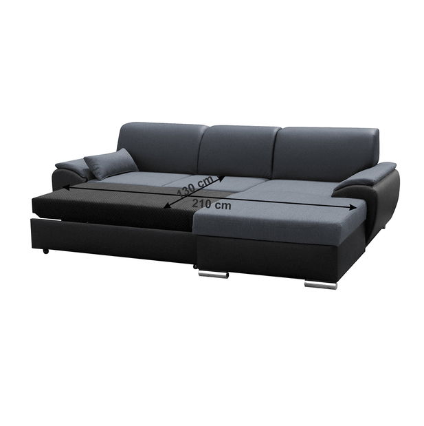 Sarokkanapé Excelsa 2 (J) (fekete öko-bőr + sötétszürke szövet)