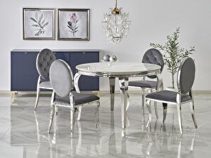 Étkezőasztal Regino (fehér márvány + ezüst) (4 személy számára)