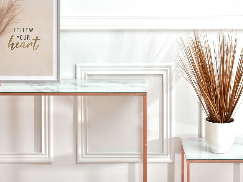 Konzolasztal Bella Kons (fehér márvány + réz)