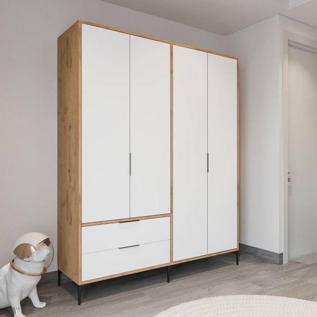 Šatníková skriňa Roya 1 (dub + biela)