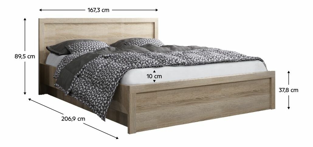 Manželská posteľ 160 JESS (dub sonoma) (s roštom)