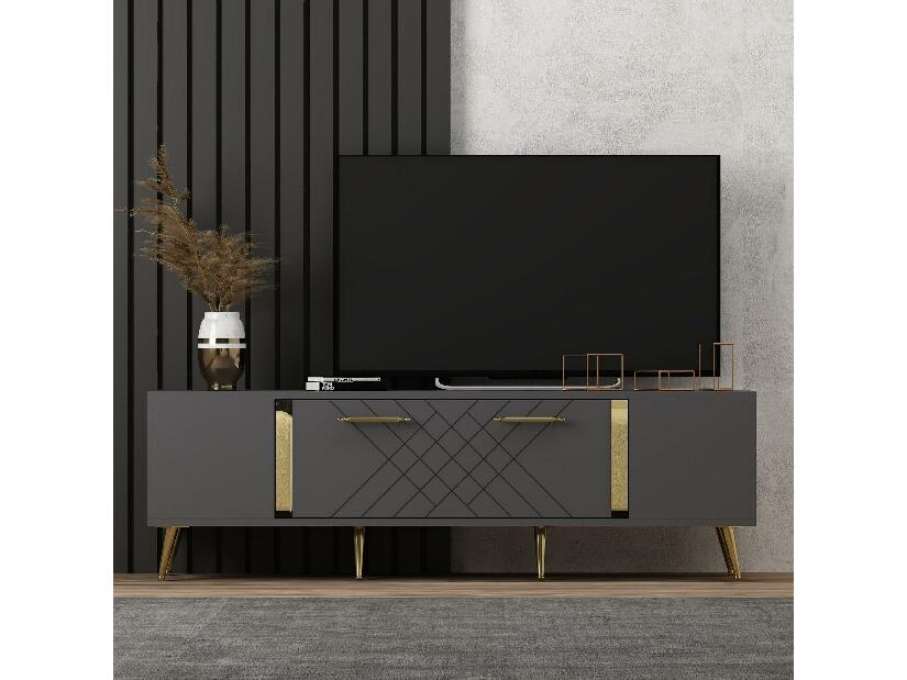TV asztal/szekrény Tunini (antracit + arany) 
