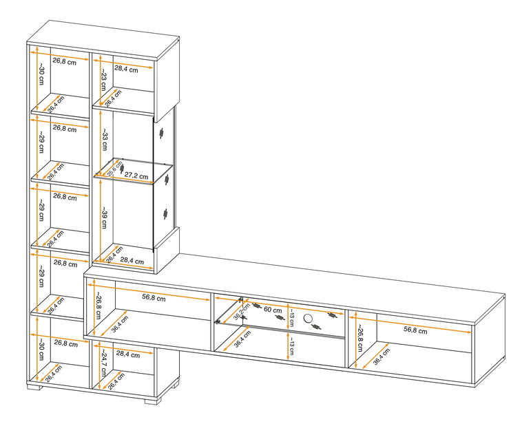Obývacia stena Talles (antracit + dub wotan) (s LED osvetlením)