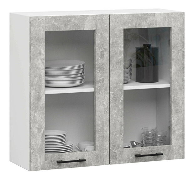 Felső konyhai vitrin Organo 720 (fehér + beton)