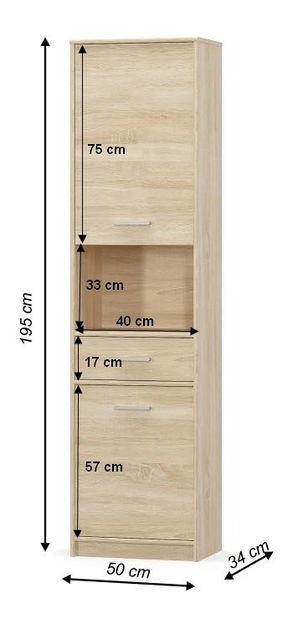 Dulap cu rafturi Thornham 2D1S (Stejar sonoma) *vânzare stoc