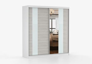 Dulap de haine Mebur 32 200 (alb + kathult + sticlă albă + Oglindă)