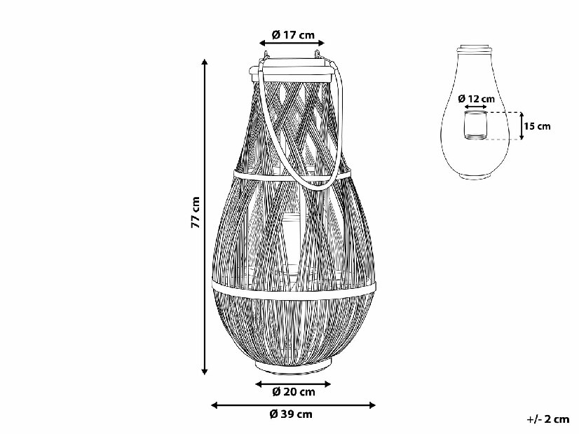 Lámpás TUMBA 77 cm (fém) (világos fa)