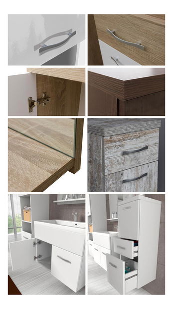 Mobilier baie Lunara (bodega + Alb lucios ) (fără sifon, fără baterie)