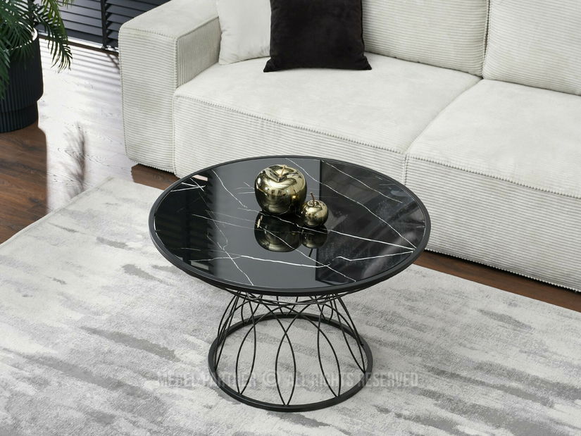 Măsuță de cafea Foxy (marmură neagră + negru)
