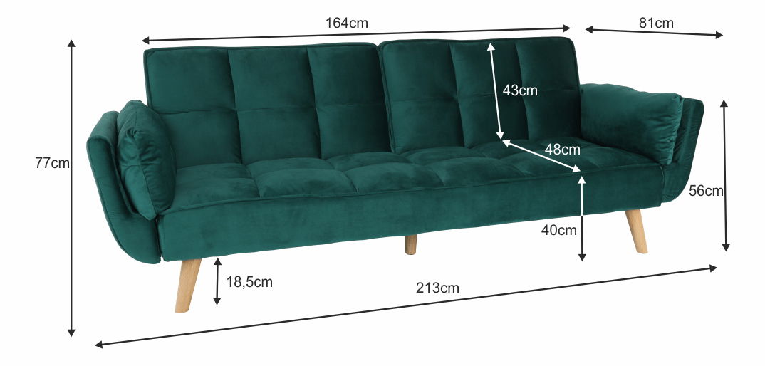 Canapea extensibilă Karzen (verde)