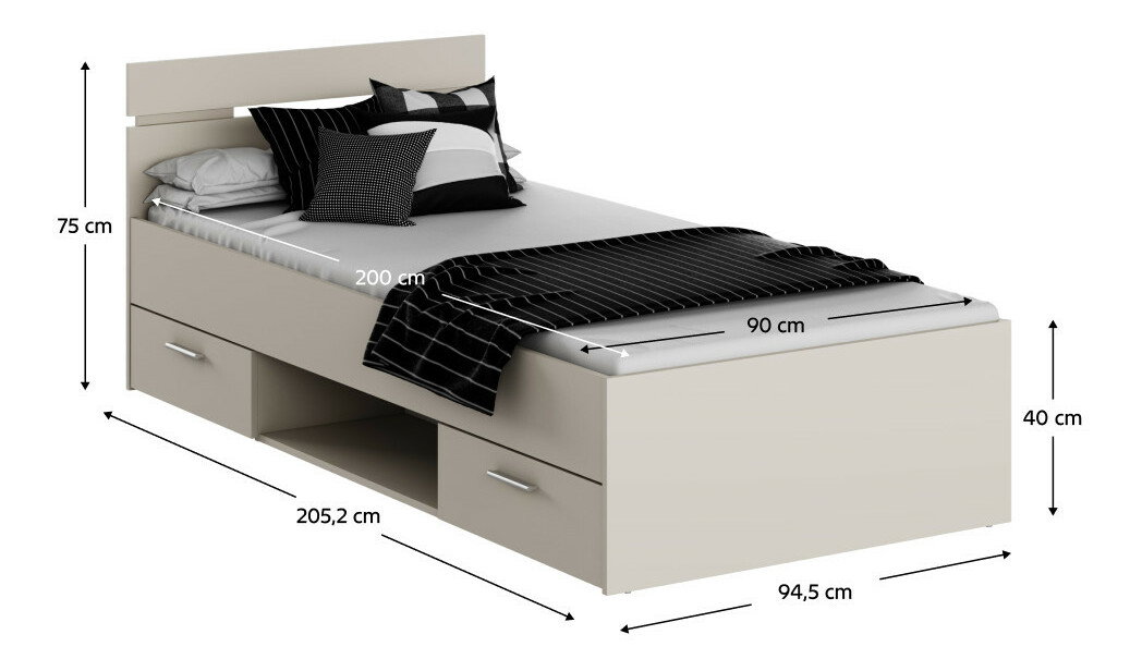 Jednolôžková posteľ 90 cm Michigin (kašmír) (bez matraca a roštu)