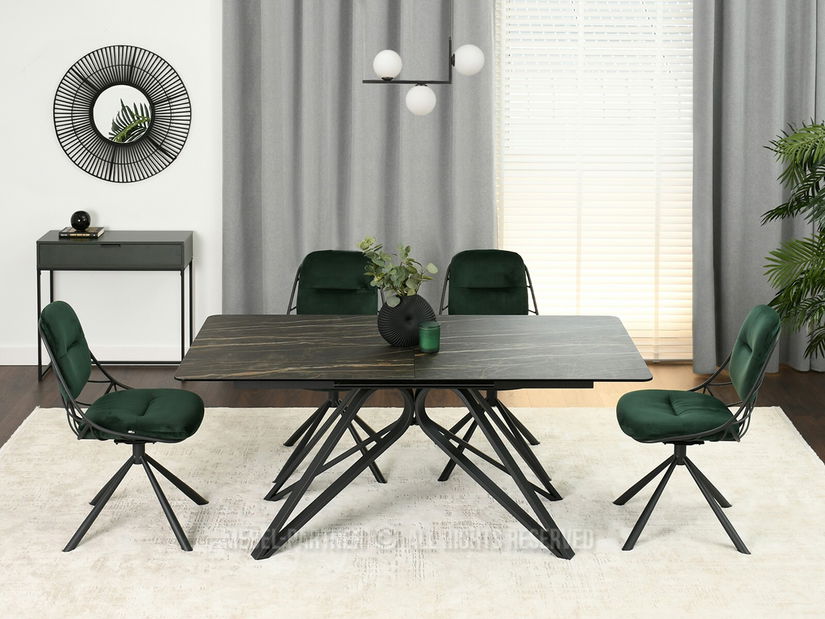 Jedálenský stôl Venda (čierny mramor + čierna)