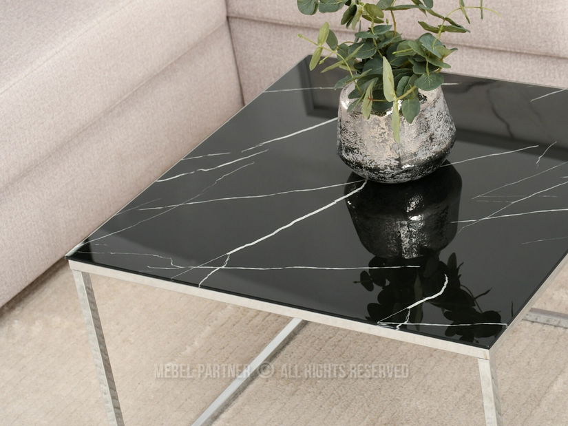 Konferenčný stolík Bella M (čierny mramor + chrómová)