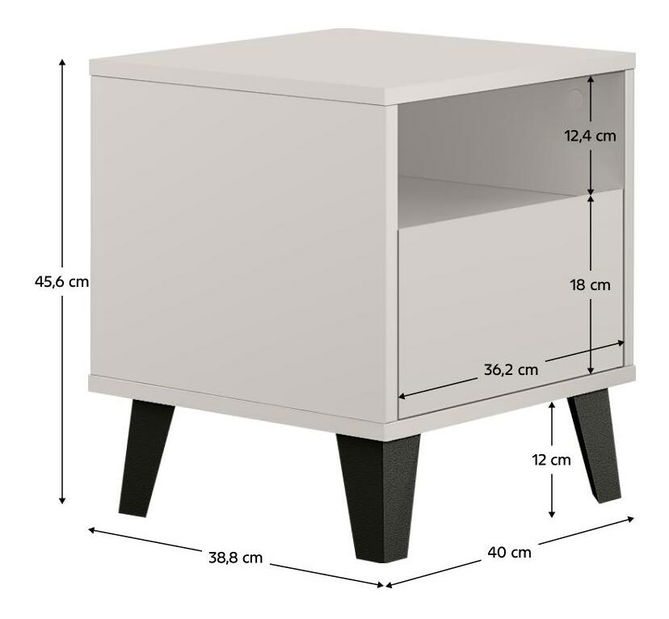 Nočný stolík Brisas (kašmír + čierna) 