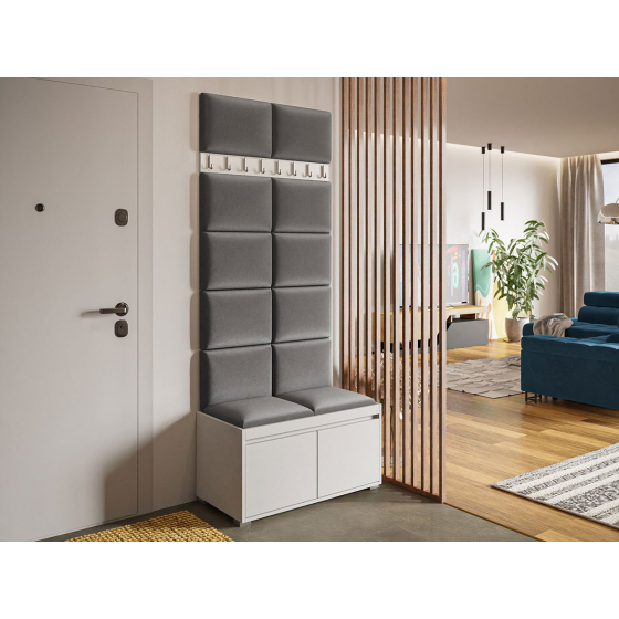 Mobilier pentru hol Kendora 80 (cu 12 buc panouri tapițate Pazara 40x30) (manila 16)