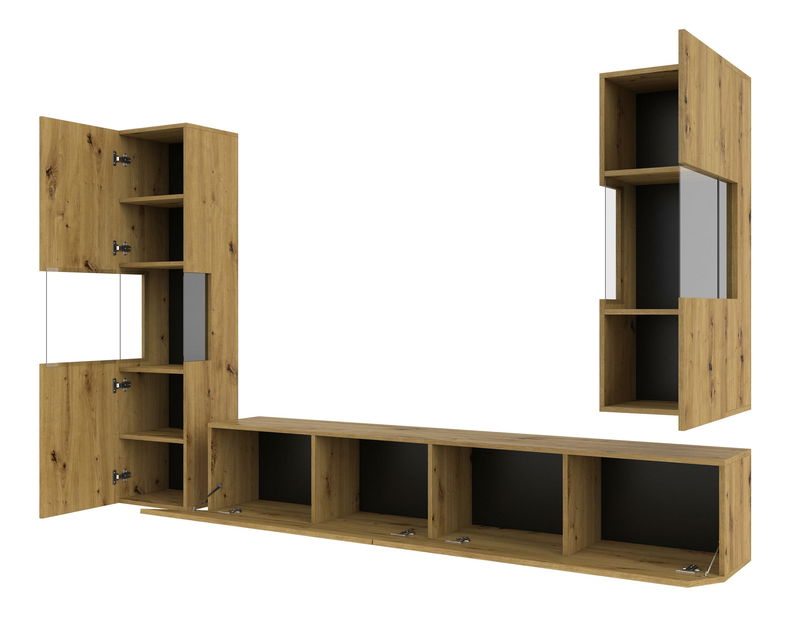 Mobilier living Avernic Typ 10 (negru + stejar artisan)