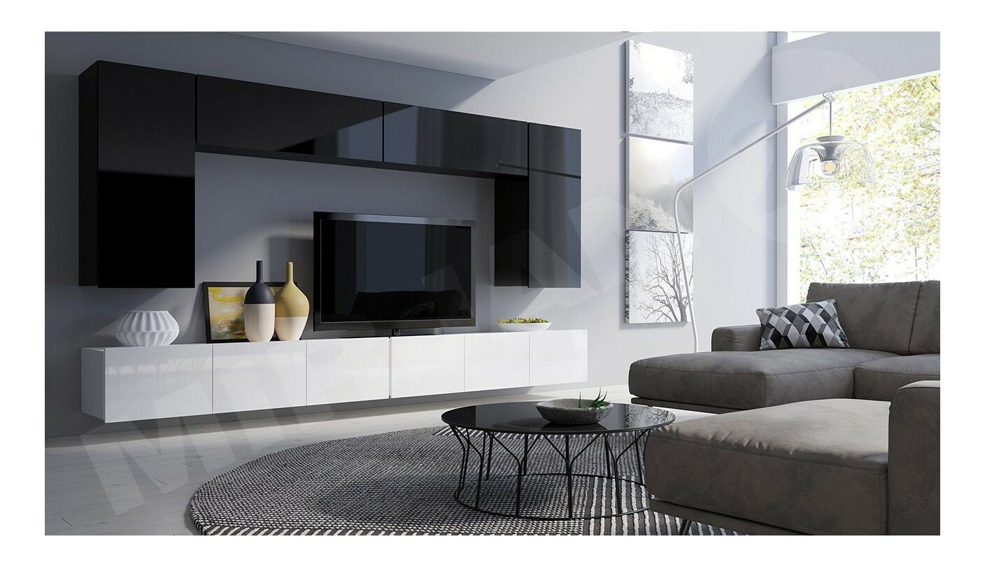 Mobilier living Brolani XIII (Negru + Alb)