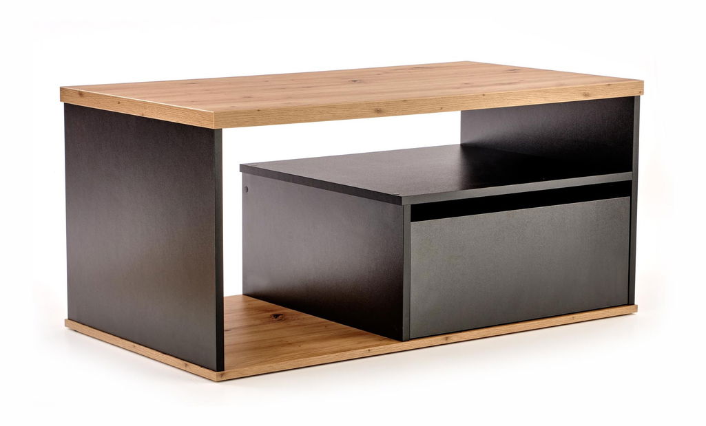 Masă de cafea Perenna (stejar wotan + negru)