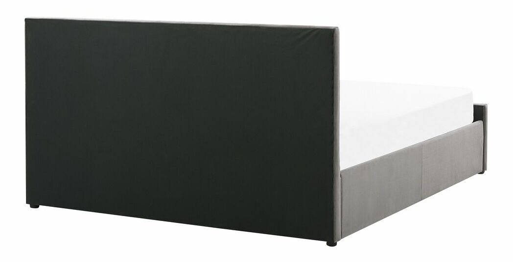 Pat matrimonial 160 cm ROFARIO (gri) (zamat) (cu somieră și sp. depozitare)